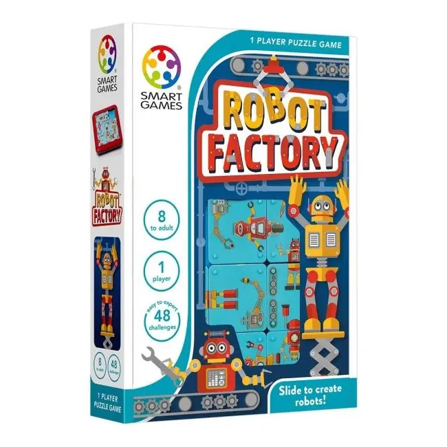 Smart games - robot factory, joc de logica cu 48 de provocari, 8+ ani, editie internationala - okesg428