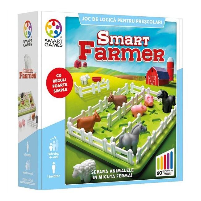 Smart games - smart farmer, joc de logica cu 60 de provocari, 4+ ani, editie lb. romana - okesg091ro
