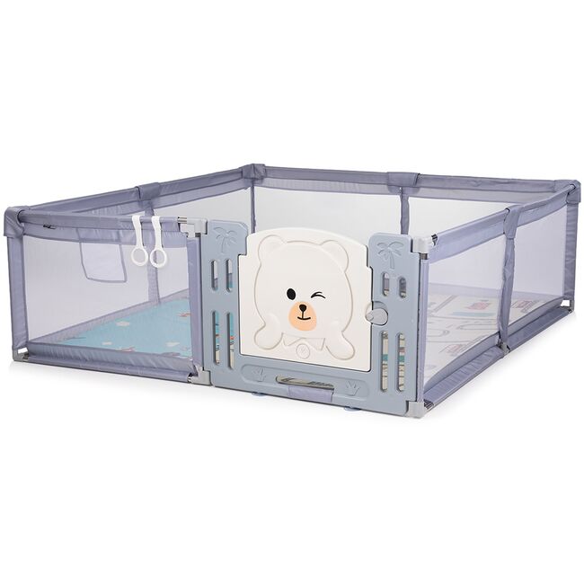 Tarc de joaca Chipolino Amico 200x180 cm cu usa grey HUBKOIAM0251GY