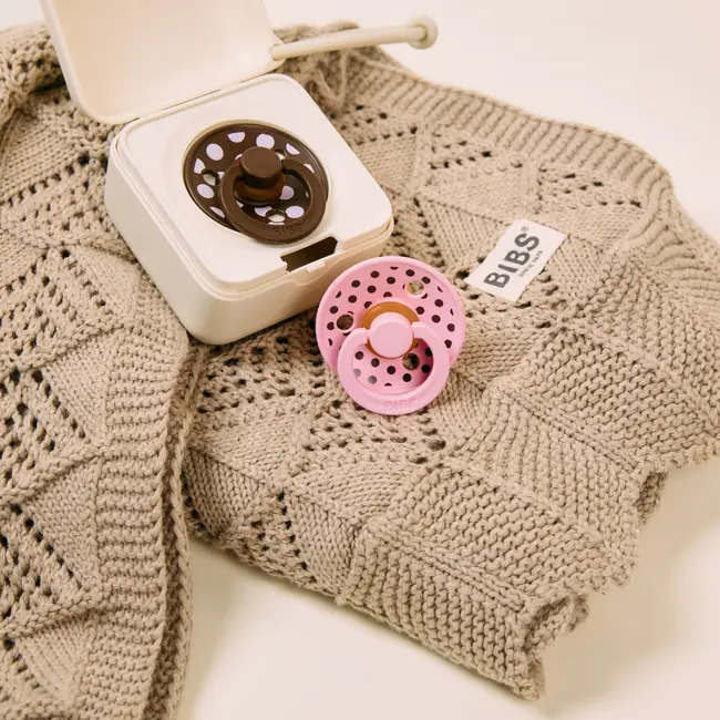 Bibs - set 2 suzete colour studio collection polka dots, tetina rotunda, 6 luni+-baby pink/mocha bbb12034102