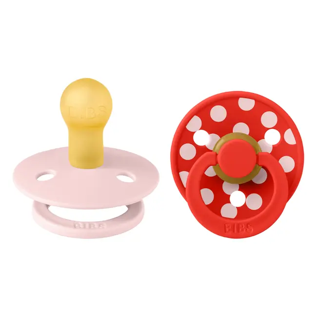 Bibs - set 2 suzete colour studio collection polka dots, tetina rotunda, 6 luni+-blossom/candy apple bbb12034103