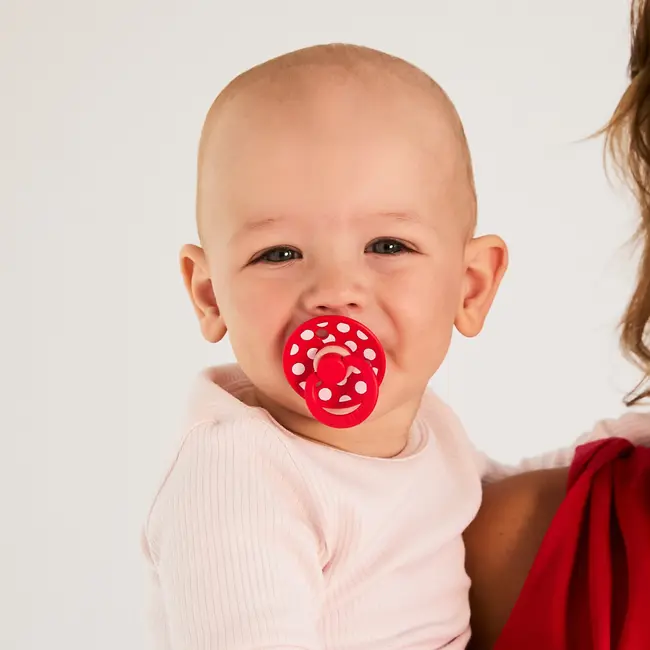 Bibs - set 2 suzete colour studio collection polka dots, tetina rotunda, 6 luni+-blossom/candy apple bbb12034103