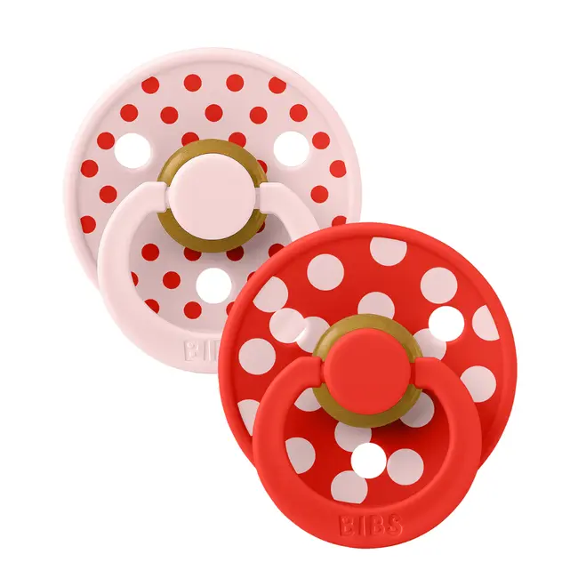 Bibs - set 2 suzete colour studio collection polka dots, tetina rotunda, 6 luni+-blossom/candy apple bbb12034103