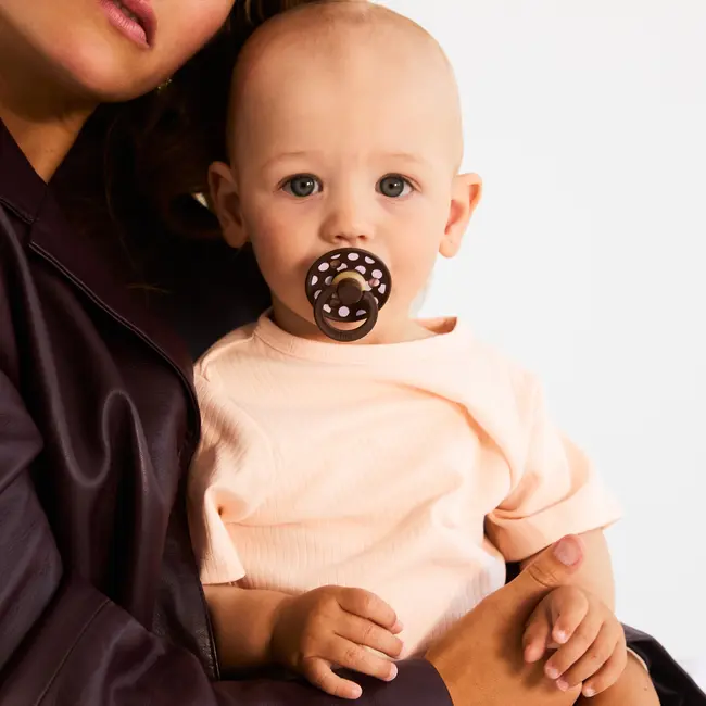 Bibs - set 2 suzete colour studio collection polka dots, tetina rotunda, 6 luni+-ivory/black bbb12034101