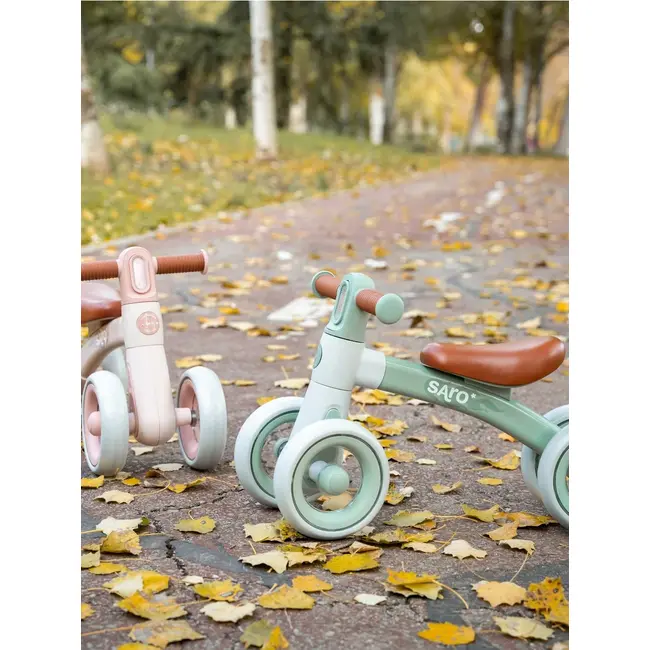 Bicicleta De Echilibru Saro , &oelig;ride Free,   Mint, Fara Pedale, Cu 4 Roti Pentru Stabilitate (2 Fata + 2 Spate), Lumina Frontala, 12+ Luni, Max 25 Kg Pjb89000