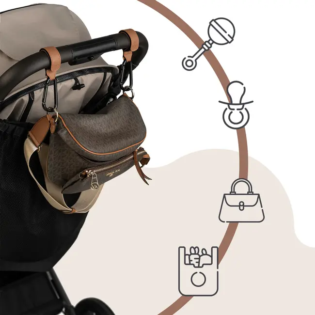 Carlige Universale din piele ecologica pentru Carucior &ndash; Set 2, Maro