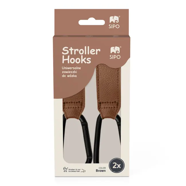 Carlige Universale din piele ecologica pentru Carucior &ndash; Set 2, Maro
