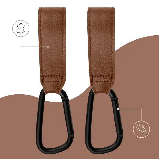 Carlige Universale din piele ecologica pentru Carucior &ndash; Set 2, Maro