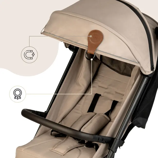 Clips magnetici din piele ecologica pentru Carucior, Set 2, Maro