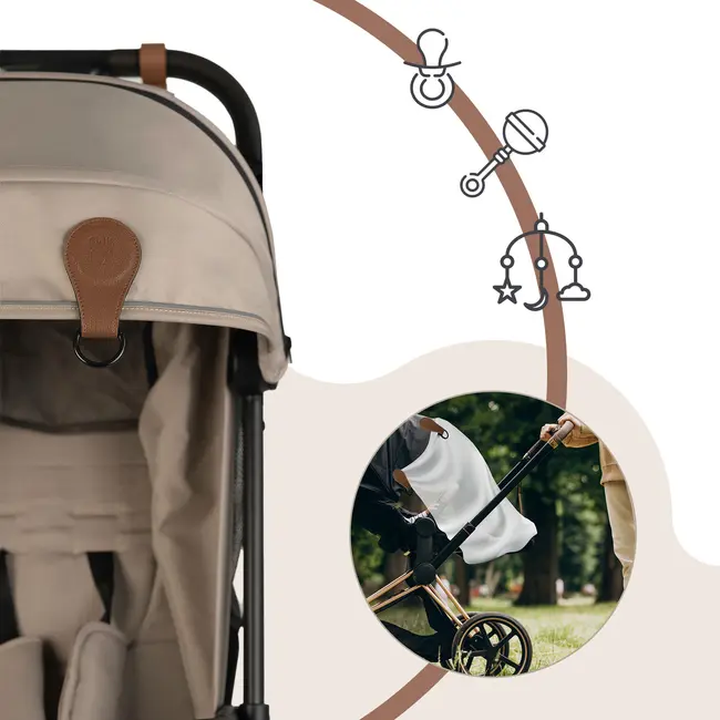 Clips magnetici din piele ecologica pentru Carucior, Set 2, Maro