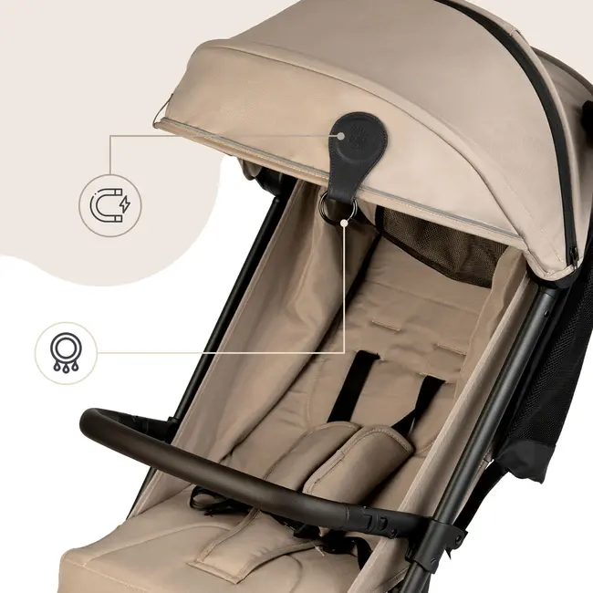 Clips magnetici din piele ecologica pentru Carucior, Set 2, Negru