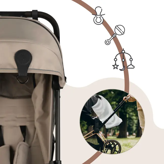 Clips magnetici din piele ecologica pentru Carucior, Set 2, Negru