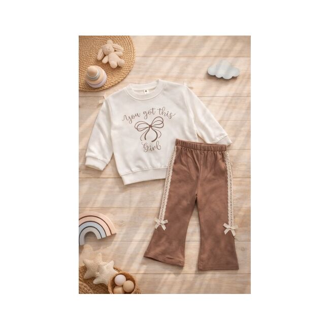 Costumas bymurat cu imprimeu you got this girl si fundite decorative, set confortabil pentru fetite bk10184-1-26