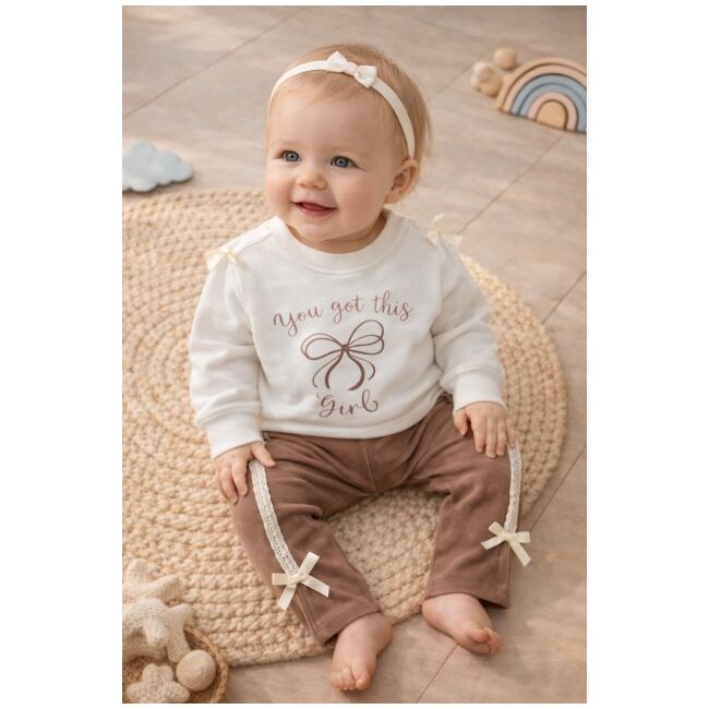 Costumas bymurat cu imprimeu you got this girl si fundite decorative, set confortabil pentru fetite bk10184-1-26