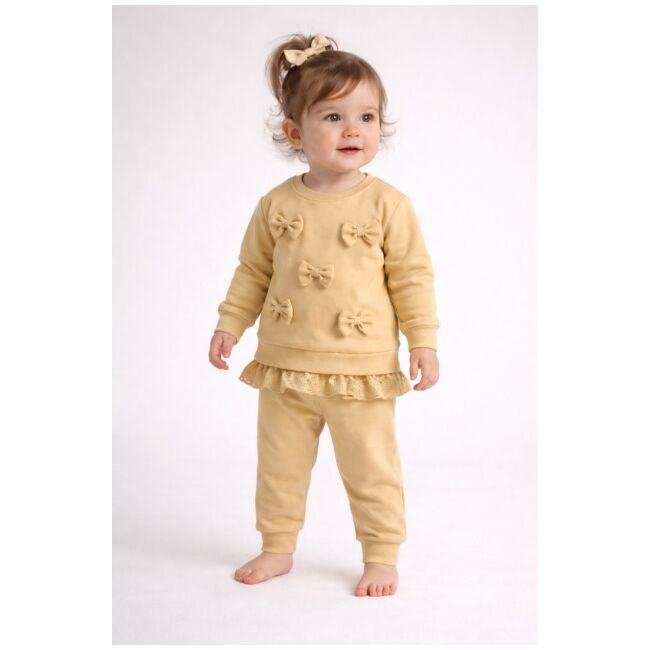 Set 2 piese bymurat cu funde decorative si dantela, costum confortabil pentru fetite bs10148-1-26