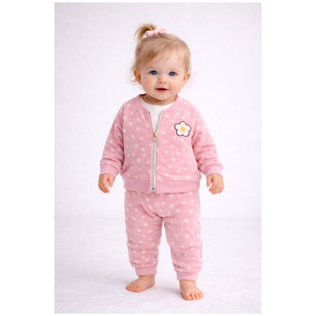 Set 3 piese my bella cu hanorac si pantaloni cu buline, tinuta confortabila pentru fetite bp2599333-1-33