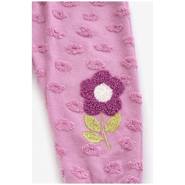 Set bebe fetita 2 piese mov bluza cu guler brodat pantaloni comozi trpb0181