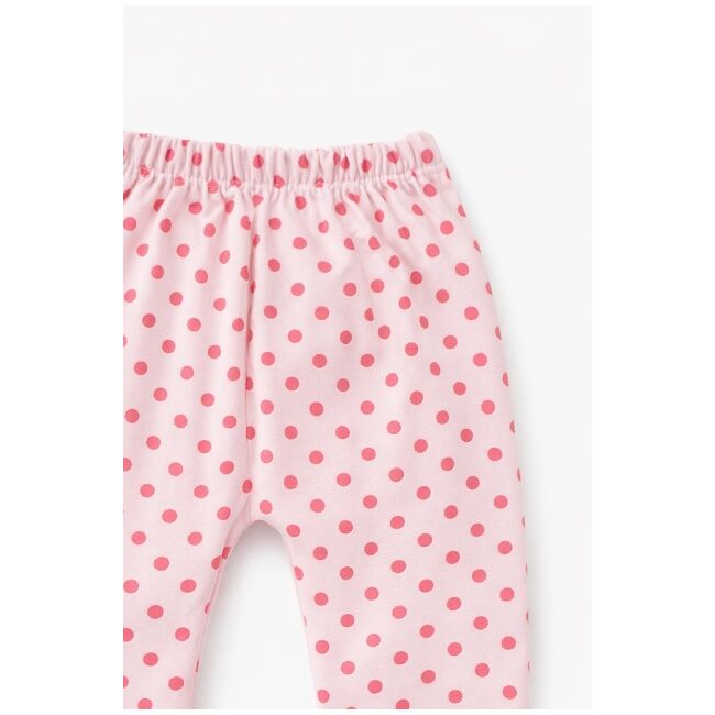 Set bebe fetita 2 piese roz cu iepurasi bluza maneca lunga pantaloni bumbac trpb0183