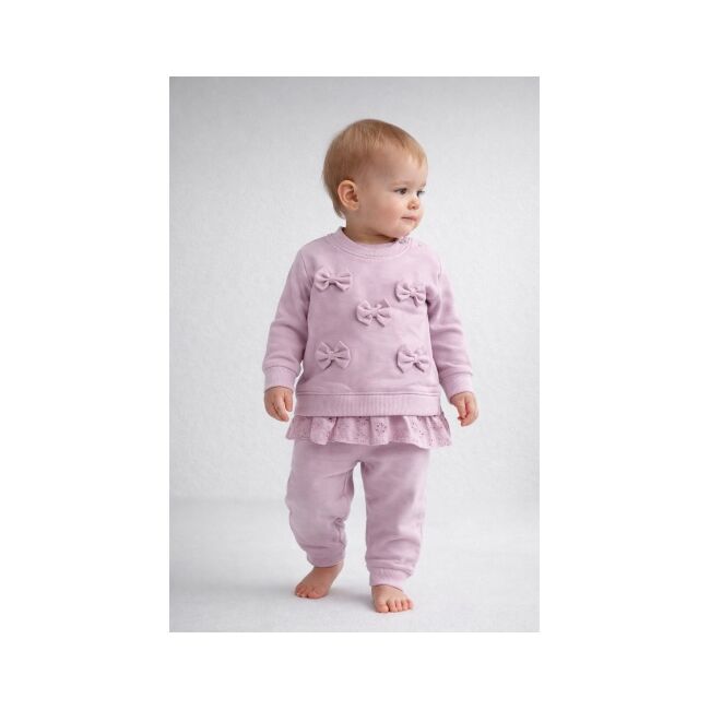 Set mov 2 piese bymurat cu funde decorative si dantela, costum confortabil pentru fetite bm10148-1-26