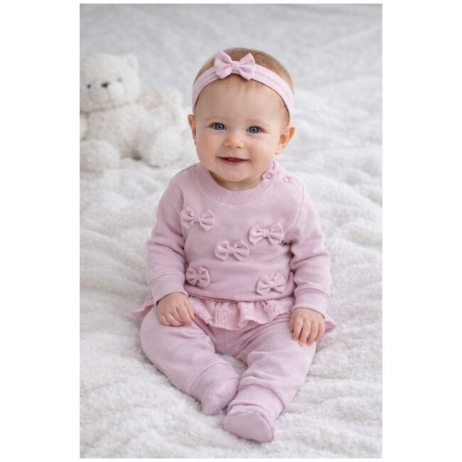 Set mov 2 piese bymurat cu funde decorative si dantela, costum confortabil pentru fetite bm10148-1-26