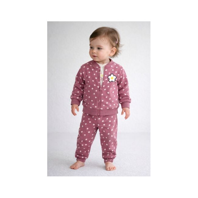 Set mov 3 piese my bella cu hanorac si pantaloni cu buline, tinuta confortabila pentru fetite bkm2599333-1-33