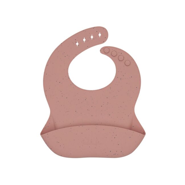 Baveta din silicon cu buzunar colector pentru hranire, Platinum Blush