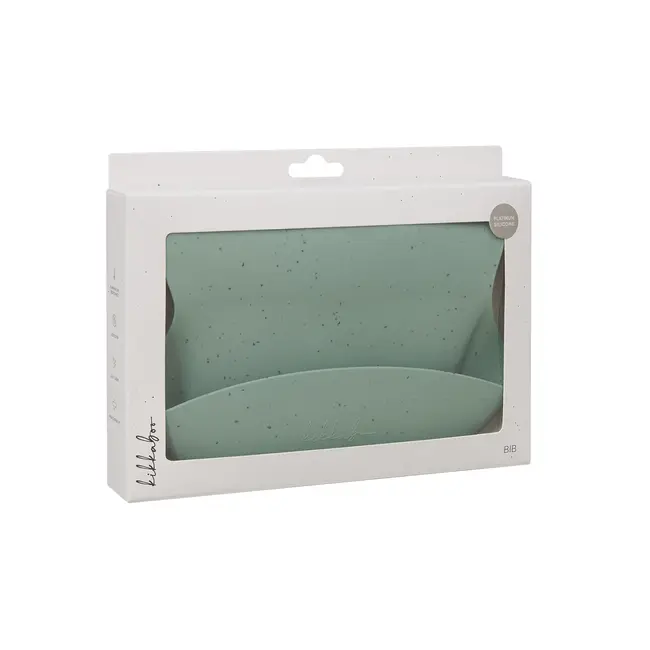 Baveta din silicon cu buzunar colector pentru hranire, Platinum Sage Green