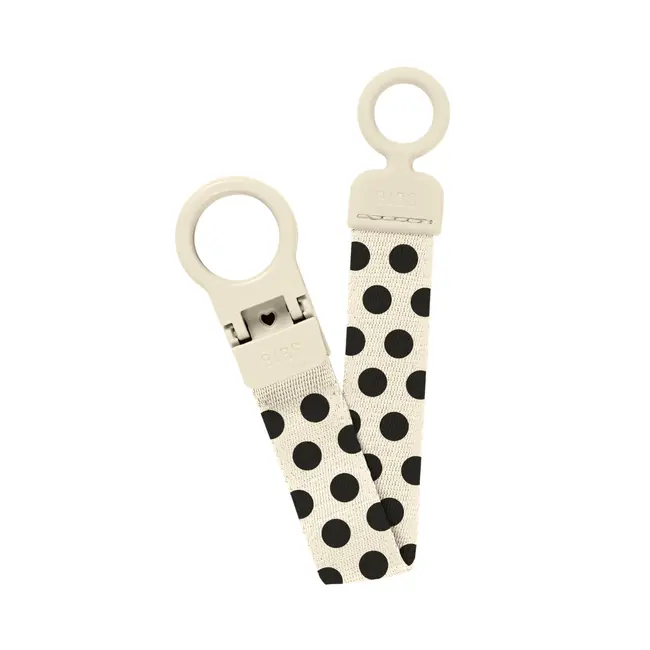 Bibs - lantisor clip loop pentru suzeta, studio collection polka dots, ivory black bbb950134216