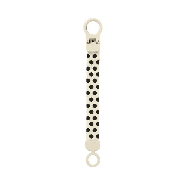 Bibs - lantisor clip loop pentru suzeta, studio collection polka dots, ivory black bbb950134216