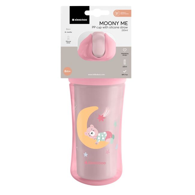 Cana cu pai 220 ml, Moony me Pink, Kikka Boo