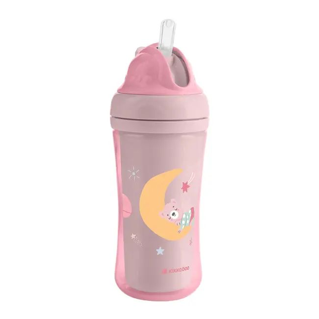 Cana cu pai 220 ml, Moony me Pink, Kikka Boo