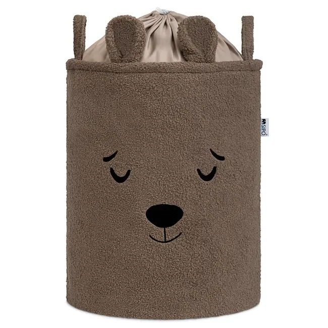 Cos Premium Fluffy Toy Boucle Bear, 43 litri, pliabil cu manere rezistente, Brown