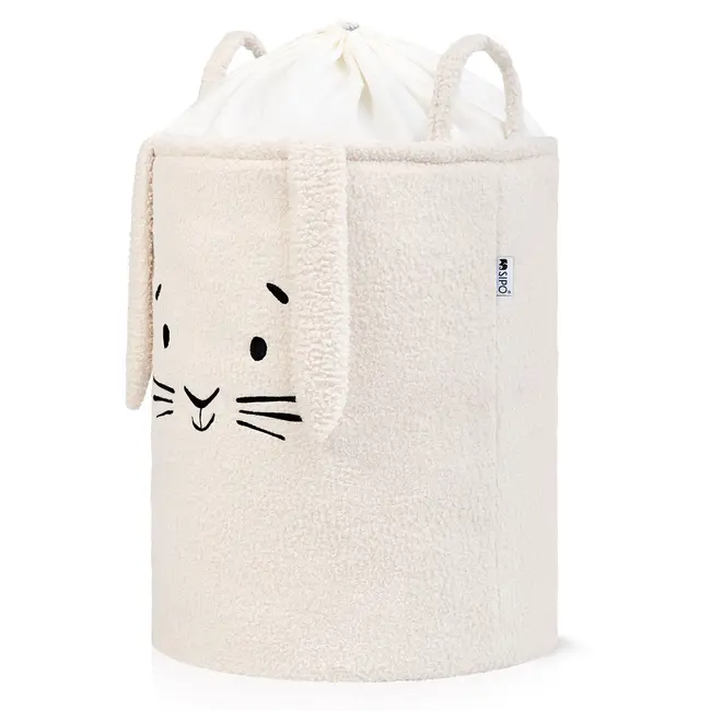 Cos Premium Fluffy Toy Boucle Rabbit, 43 litri, pliabil cu manere rezistente, Cream