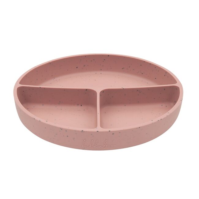 Farfurie compartimentata cu baza cu ventuza pentru bebelusi 600 ml, Blush
