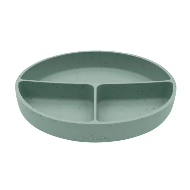 Farfurie compartimentata cu baza cu ventuza pentru bebelusi 600 ml, Sage Green