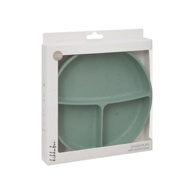 Farfurie compartimentata cu baza cu ventuza pentru bebelusi 600 ml, Sage Green