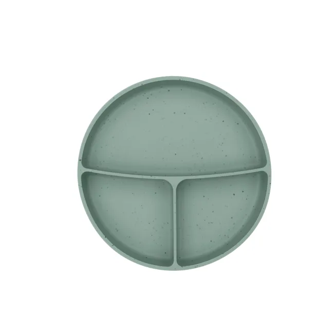 Farfurie compartimentata cu baza cu ventuza pentru bebelusi 600 ml, Sage Green