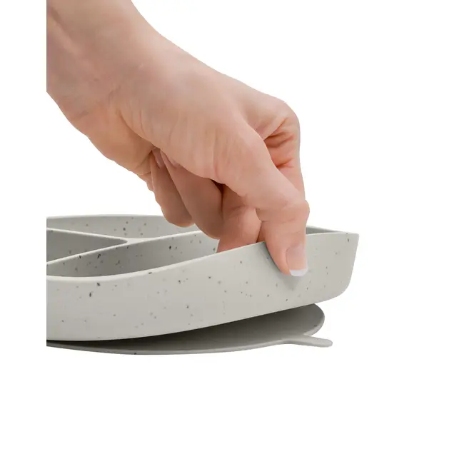 Farfurie compartimentata cu baza cu ventuza pentru bebelusi 600 ml, Sand