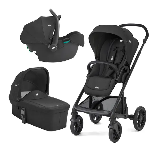 Joie - carucior pentru copii multifunctional 3 in 1 chrome 2 raven  (carucior chrome 2 raven + landou chrome raven+ scoica i-snug raven) bbbt1201jarvn000