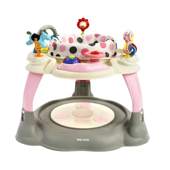 Milly Mally Centru de Activitati 360&deg;, Scaun Rotativ, Inaltime Reglabila, Twist Pastel Dots