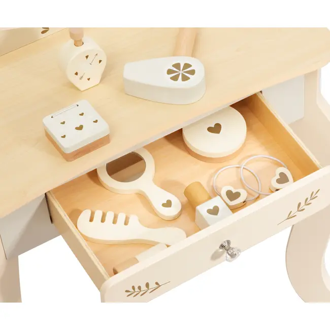 Milly Mally Masuta de Machiaj Copii, Oglinda LED & Accesorii, Elly Natural