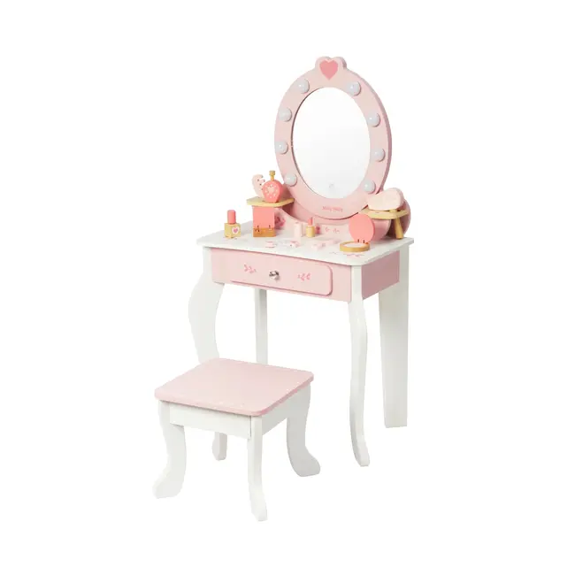 Milly Mally Masuta de Machiaj Copii, Oglinda LED & Accesorii, Elly Pink
