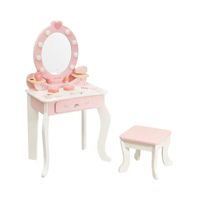 Milly Mally Masuta de Machiaj Copii, Oglinda LED & Accesorii, Elly Pink