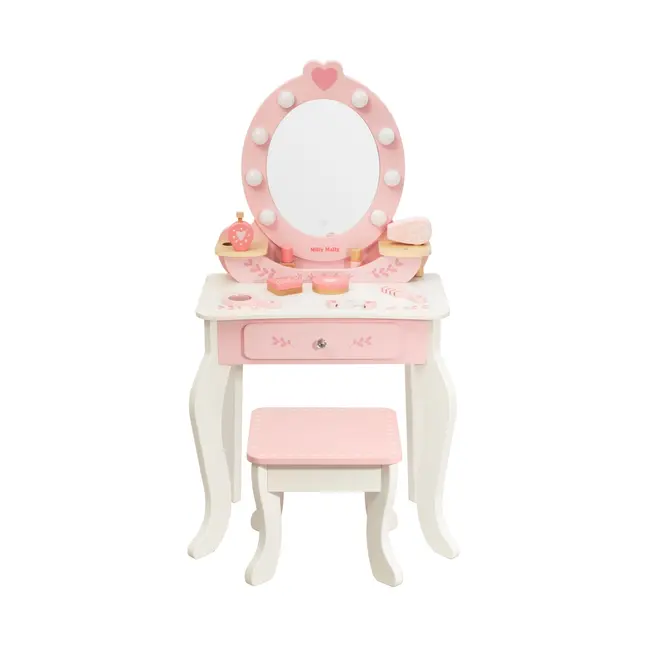 Milly Mally Masuta de Machiaj Copii, Oglinda LED & Accesorii, Elly Pink