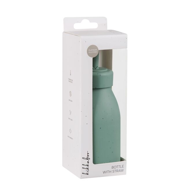 Pahar din silicon cu pai pentru baut independent, 200 ml, Platinum Sage Green