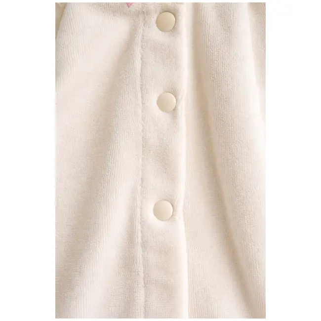 Salopeta bebe fetita crem catifea cu guler brodat maneca lunga inchidere capse trpb0187