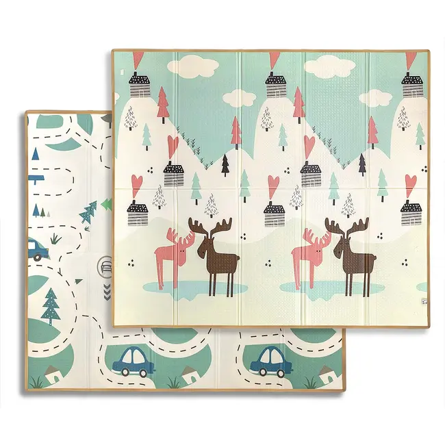 Saltea de Joaca Pliabila cu Fata Dubla Dubla, 197x177 cm, Pastel Deer