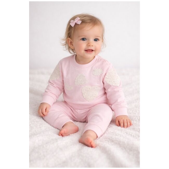 Set 2 piese bebe fete bymurat roz cu aplicatii inimioare si pantaloni comozi  bpe10218-1-29