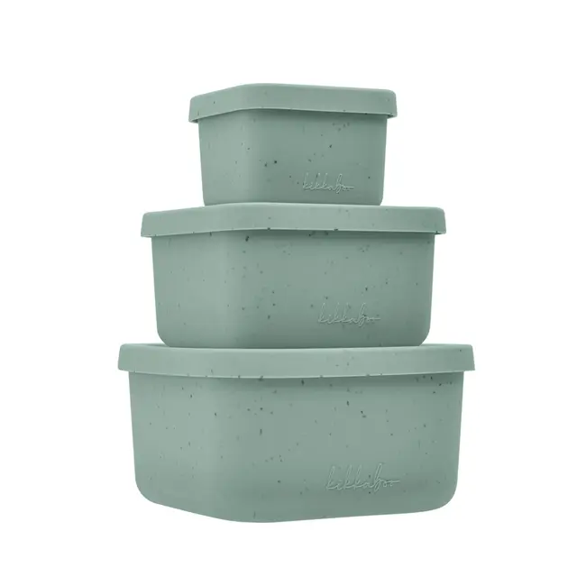 Set 3 cutii pentru gustari bebelusi din silicon alimentar 150ml 400ml 600ml, Platinum Sage Green