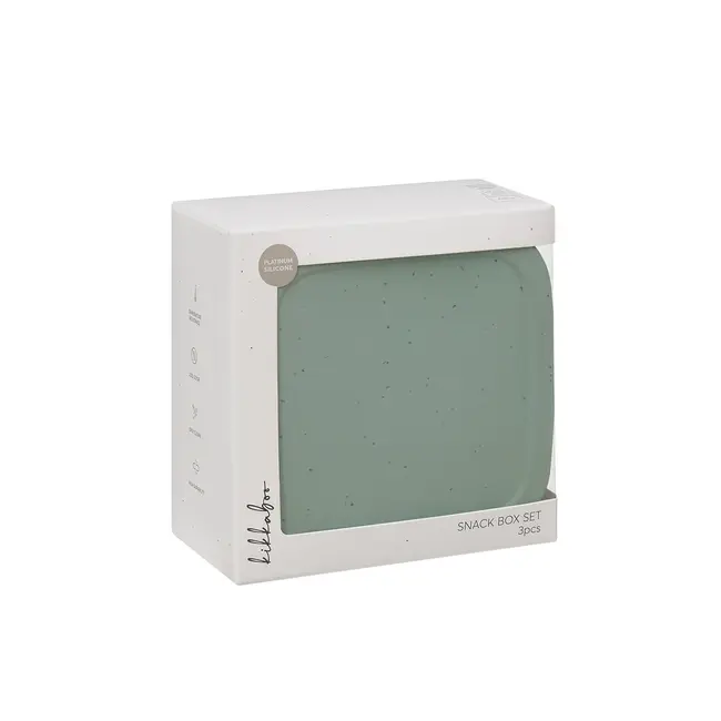 Set 3 cutii pentru gustari bebelusi din silicon alimentar 150ml 400ml 600ml, Platinum Sage Green